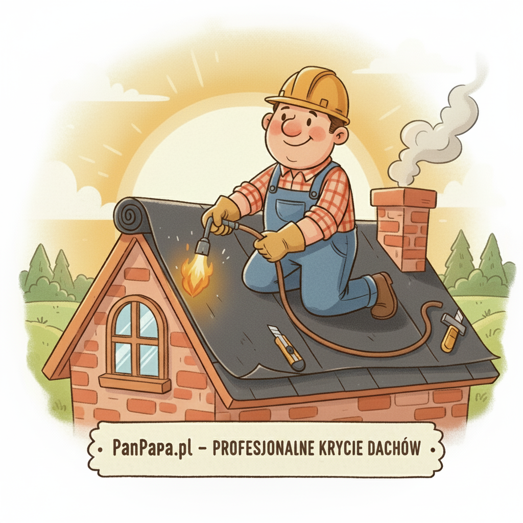 Kładzenie papy termozgrzewalnej na dachu